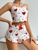Women’s 2PCS Heart Print Pajama Set