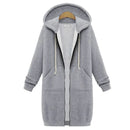 2024 Women's Autumn Winter ThickenHoodies Parkas Loose Hooded Jackets Zipper Pocket Maxi Size Sweatshirt Sports Dresses Outwear